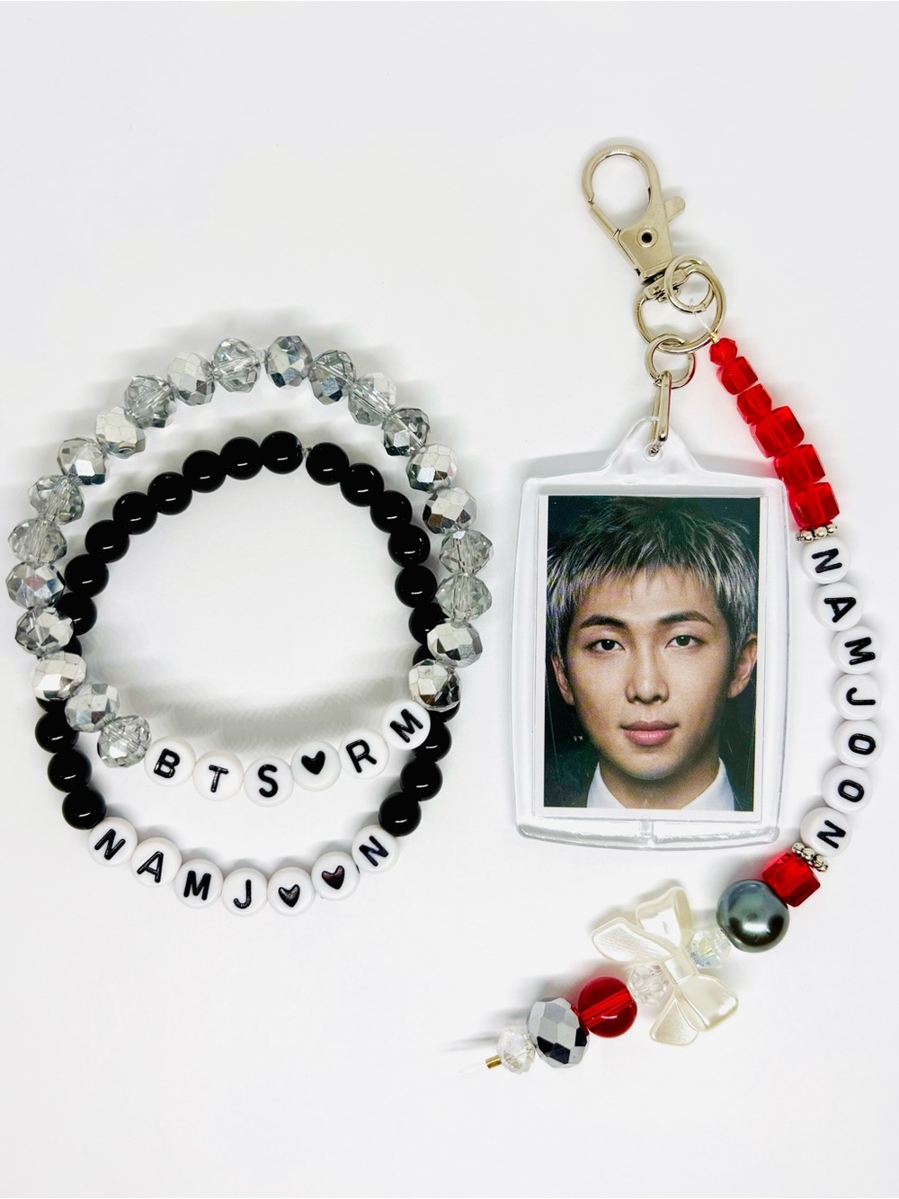 (3pcs) BTS RM NAMJOON BRACELET PHOTO KEYCHAIN BUNDLE